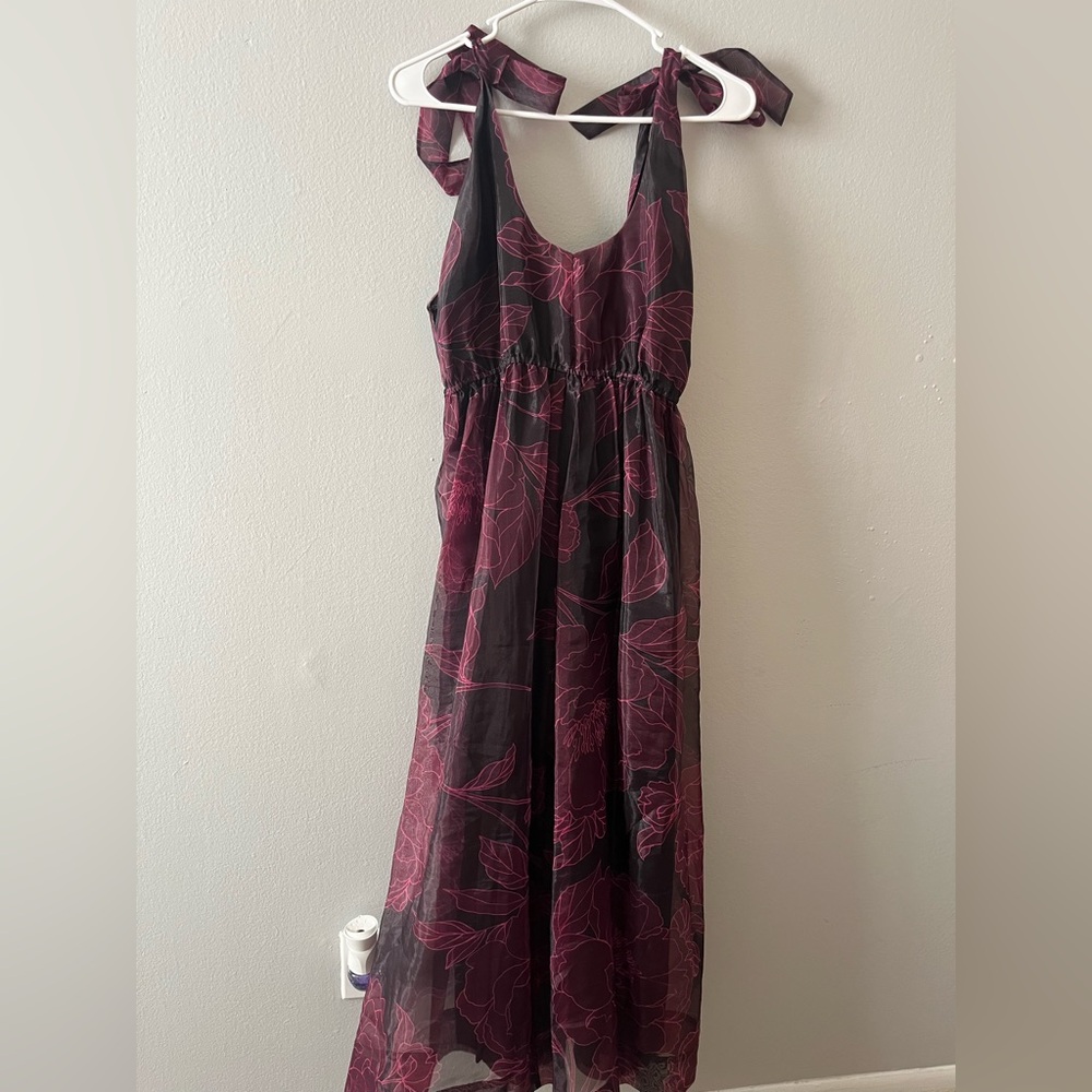 Floral Gown with Tie Straps